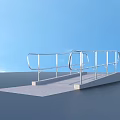 Outdoor Concrete Accessibility Ramp With Metal Handrails And Flat Surface 3d model