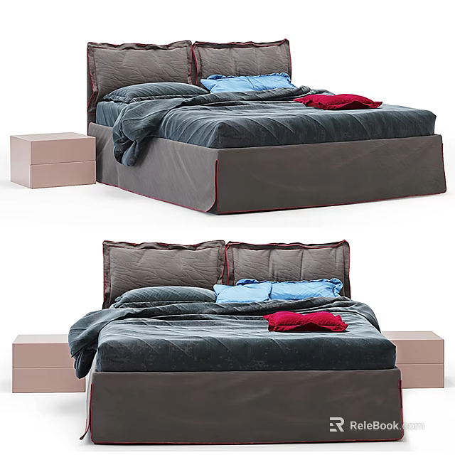 Modern Double Bed Interior Design With Bedside Tables And Soft Bedding 3d model