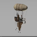 Vintage Steampunk Airship Detailed Mechanical Design for Cosmic Space Exploration Journey