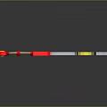 Decorative Sword With Red Circular Handle Yellow Letter E Silver Blade And Ornate Design