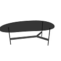 Modern Oval Coffee Table With Glass Top And Black Metal Frame