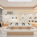 Elegant Clothing Store Interior With Display Shelves High Heels Handbags And Cash Counter