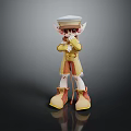 Game Movie Character With Cat Ears White Hat Yellow Outfit Brown Boots Pose
