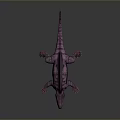 Purple Dinosaur Model With Spiked Sail Back Open Mouth And Sharp Teeth On Dark Background