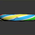 Colorful Spiral Lollipop with Bright Red Blue Green Yellow Swirls on White Stick Dark Background