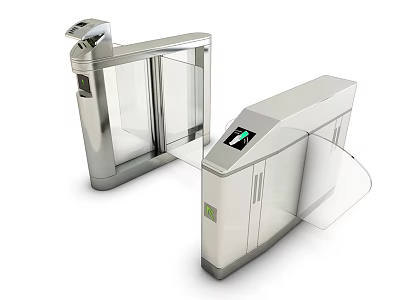 Public Facility Metal Turnstiles With Transparent Barriers And Digital Display For Entrance Control 3d model