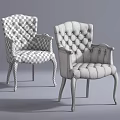 Classic Tufted Armchair With Light Gray Fabric Wooden Armrests And Legs