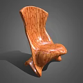 Modern Wooden Bar Stool Featuring Curved Shape and Natural Wood Grain Details