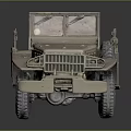 Vintage Military Style Utility Vehicle With Open Cargo Bed And Large Wheels