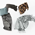 Soft Home Textiles Collection Including Gray Brown Blue Blankets Scarves And Pillow