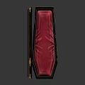 Open Black Funeral Casket With Pink Velvet Lining And Gold Trim