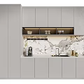 Modern Gray Kitchen Cabinets With Built In Design And Marble Countertop 3d model
