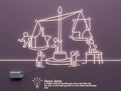 Creative Neon Lamp Combination For Modern Interior Decor With Artistic Light Effects And Setup 3d model