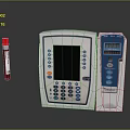 Laboratory Analyzer Equipment With Screen Control Buttons Blue Compact Device And Red Test Tube 3d model