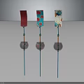 Colorful Decorative Items With Slender Poles And Transparent Bases Featuring Pink Accents