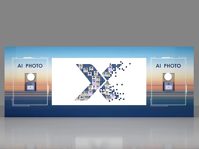 Modern AI Photo Check-in System With X Pattern Design And Camera Devices 3d model