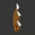 Traditional Wooden Sailboat with White Sails and Multiple Masts Classic Water Transportation Vessel