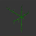 Abstract Green Plant Structure With Curved Branches And Twisted Vines On Dark Background