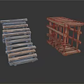Handmade Rustic Wooden Shelves With Stacked Planks And Multi Tiered Design