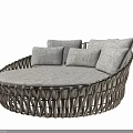 Modern Wicker Two Seater Sofa With Soft Cushions And Curved Leisure Design