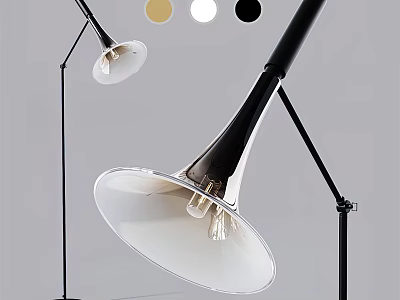 Modern Horn Shaped Floor Lamp With Transparent Shade Adjustable Metal Stand And Color Options 3d model