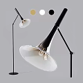 Modern Horn Shaped Floor Lamp With Transparent Shade Adjustable Metal Stand And Color Options