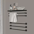 Sleek Modern Bathroom Accessories With Wall Mounted Shelf Towels And Towel Bars