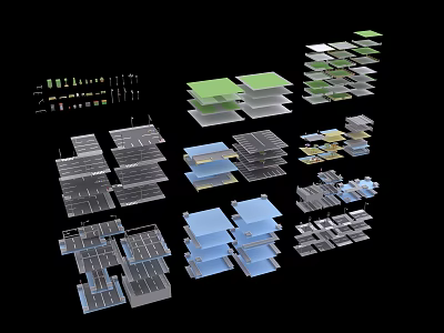 Scene Construction Components With Modular Stacked Layers And Architectural Structure Units 3d model