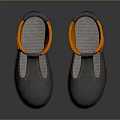 Stylish Grey And Orange Casual Shoes With Thick Sole And Buckle Strap Design