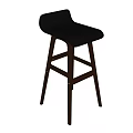 Set of Two Modern Black Leather Bar Stools With Sturdy Wooden Legs For Home Bar