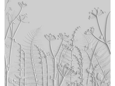 Intricate Carved Plant Decorative Component With Fern Leaves And Floral Motifs 3d model