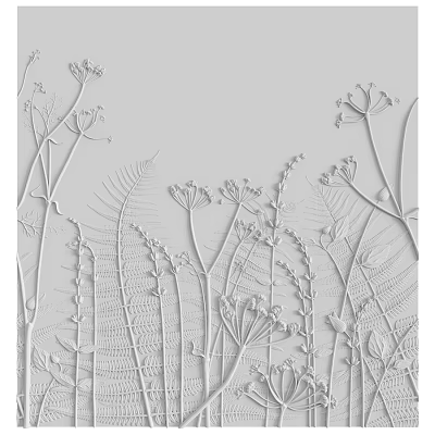 Intricate Carved Plant Decorative Component With Fern Leaves And Floral Motifs 3d model