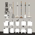 Wall Mounted Cleaning Tools Bathroom Accessories With Mops Brooms Buckets And Sinks