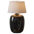 Elegant Table Lamp With Black Ceramic Base And Beige Fabric Lampshade 3d model