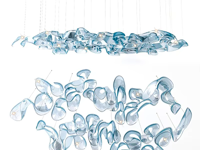 Modern Crystal Chandelier With Flowing Glass Elements And Unique Design For Interior Decoration 3d model