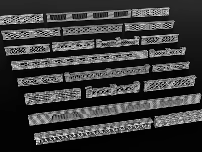 Various Modern Feature Wall Designs With Decorative Patterns And Textured Surfaces 3d model