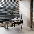 Inflatable Decorative Chair In Modern Living Room With Wooden Walls And Blinds