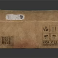 Brown Cardboard Box With Open Lid Label With Barcode And Recycling Symbols