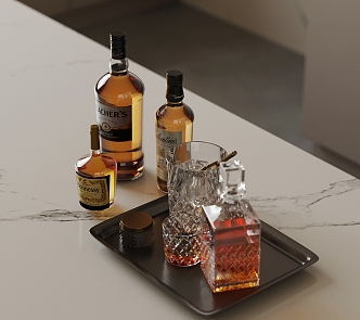 Modern Wine Food Wine Glass Decanter Tray Wine 3d model