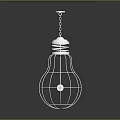Wireframe Light Bulb Pendant Lamp With White Metal Structure And Hanging Chain