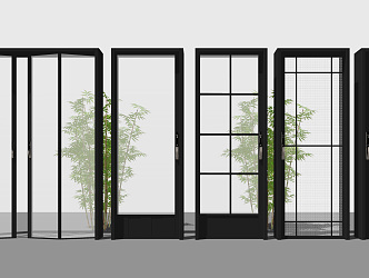 Modern swing door glass door sliding door combination 3d model