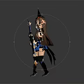 Detailed Fantasy Game Movie Character With Wizard Hat Bow Dragon Wing And Blue Outfit