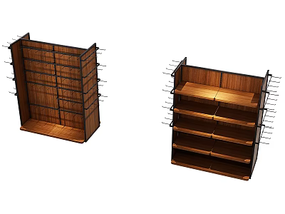 Wooden Island Cabinet With Multiple Shelves For Storage And 3d model