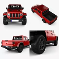 Red Jeep Pickup Truck Exterior Design With Multiple Angles View 3d model