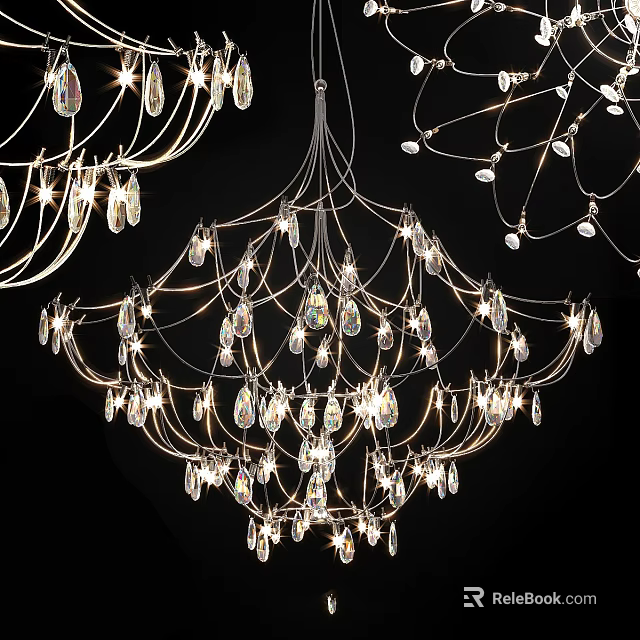 Luxurious Crystal Chandelier With Sparkling Pendants Intricate Arms And Bright Illumination 3d model 