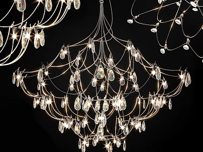 Luxurious Crystal Chandelier With Sparkling Pendants Intricate Arms And Bright Illumination 3d model