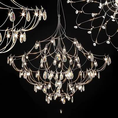 Luxurious Crystal Chandelier With Sparkling Pendants Intricate Arms And Bright Illumination 3d model
