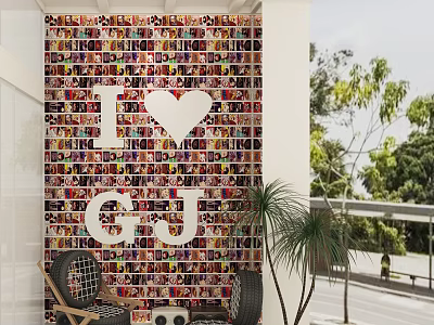 Popular Photo Check in Spot Featuring Photo Wall I Love GJ Design Chair And Plants 3d model