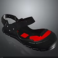 Black Sandals With Adjustable Straps Red Accents And Durable Sole Design Modern Fashion Footwear