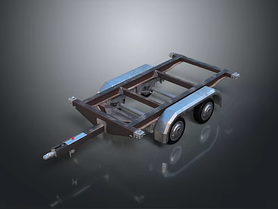 Sturdy Metal Frame Trailer Flatbed Structure With Wheels 3d model